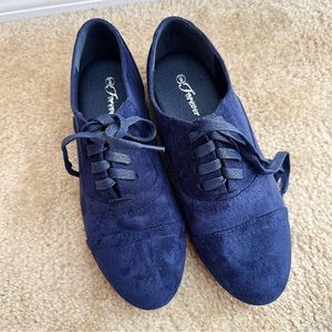 Blue Suede Oxford Shoes